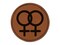 Doubled Female Sign Lesbian Gender Symbol Round Iron-On Engraved Faux Leather Patch Applique - 2.5"